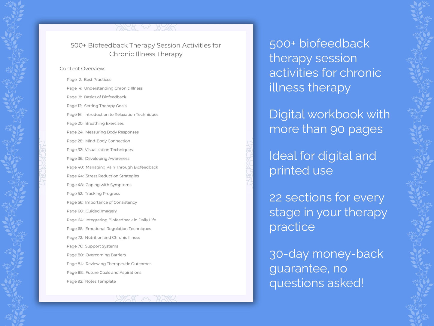 Chronic Illness Biofeedback Therapy Therapist Worksheets