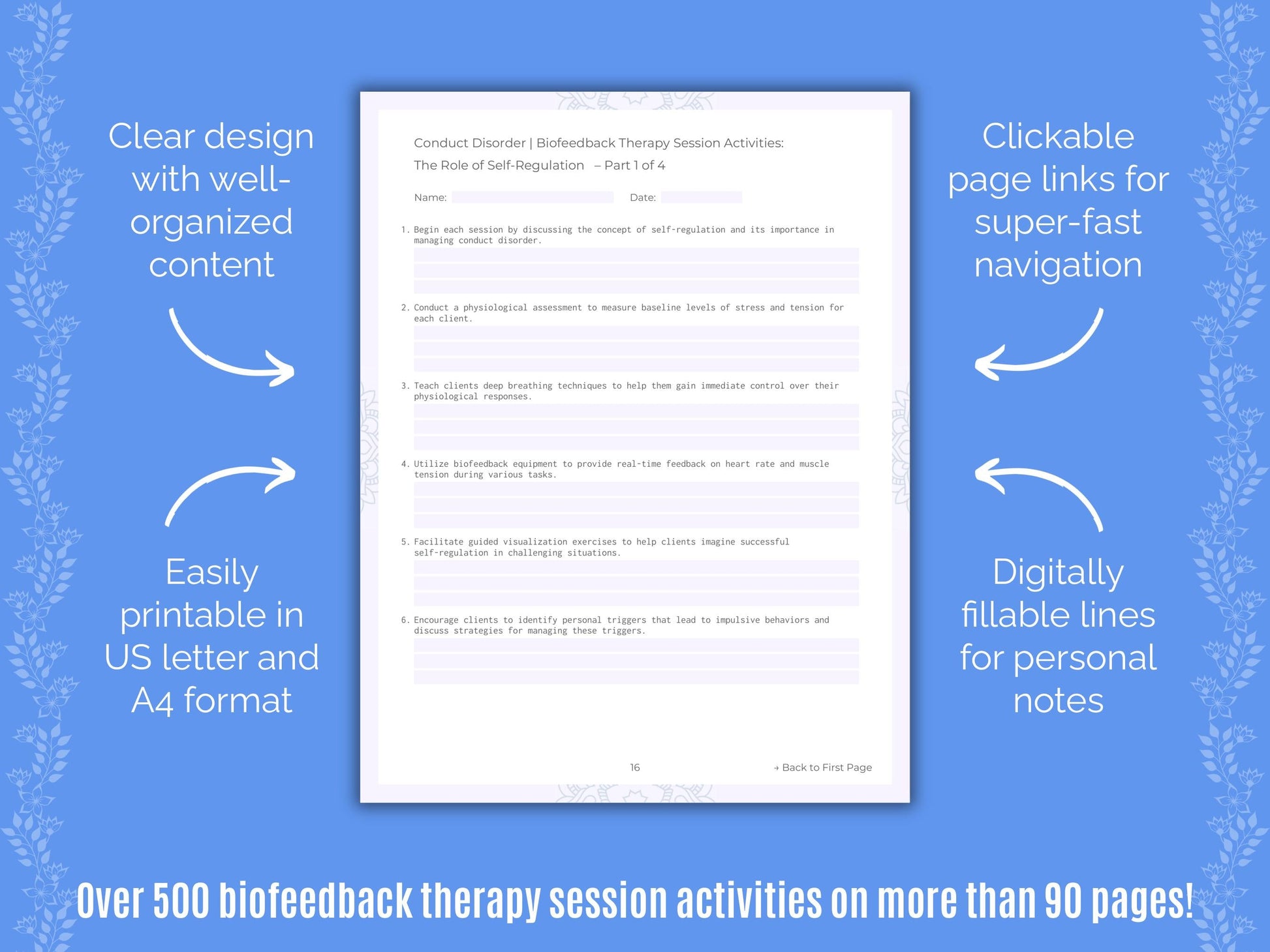 Conduct Disorder Biofeedback Therapy Counseling Templates