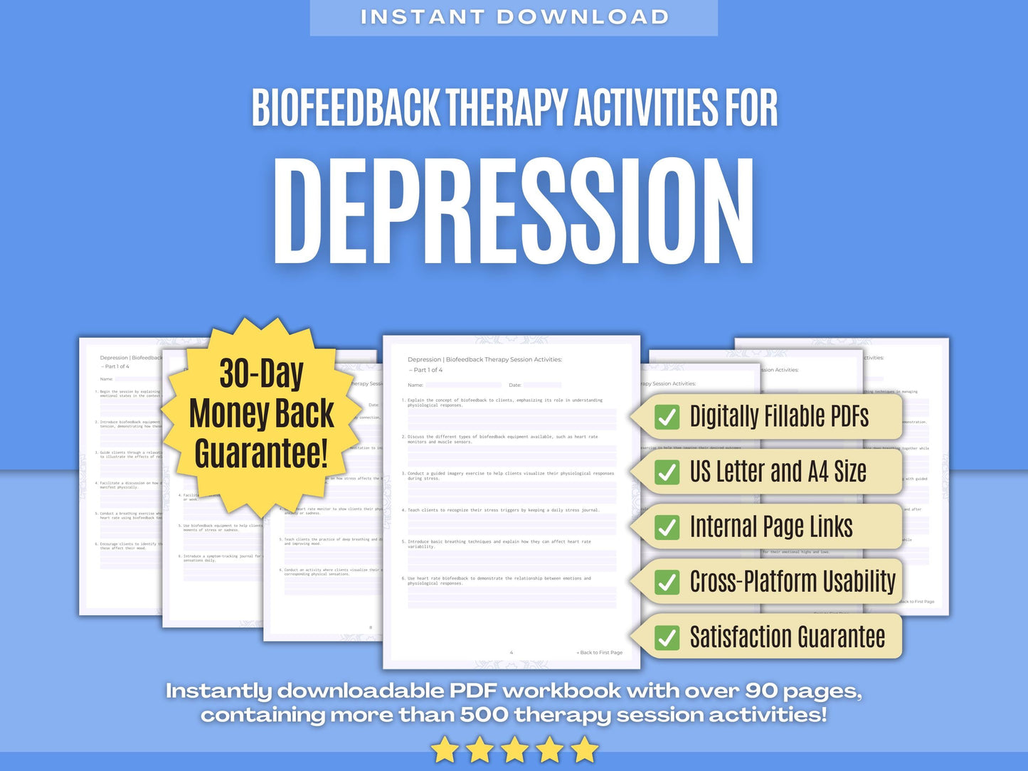 Depression Biofeedback Therapy Psychology Workbooks