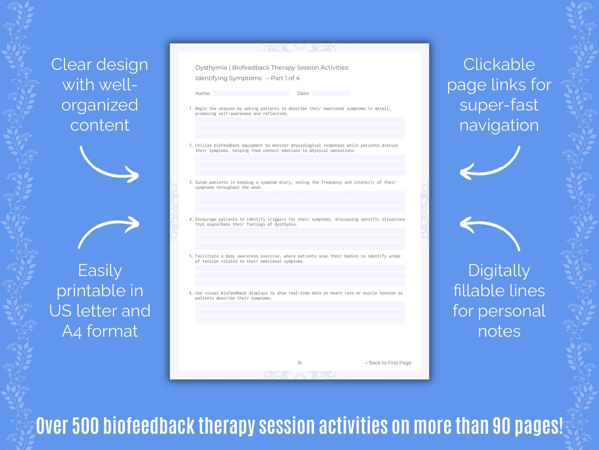 Dysthymia Biofeedback Therapy Counseling Templates