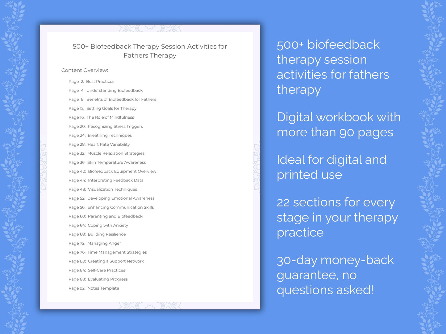 Fathers Biofeedback Therapy Therapist Worksheets