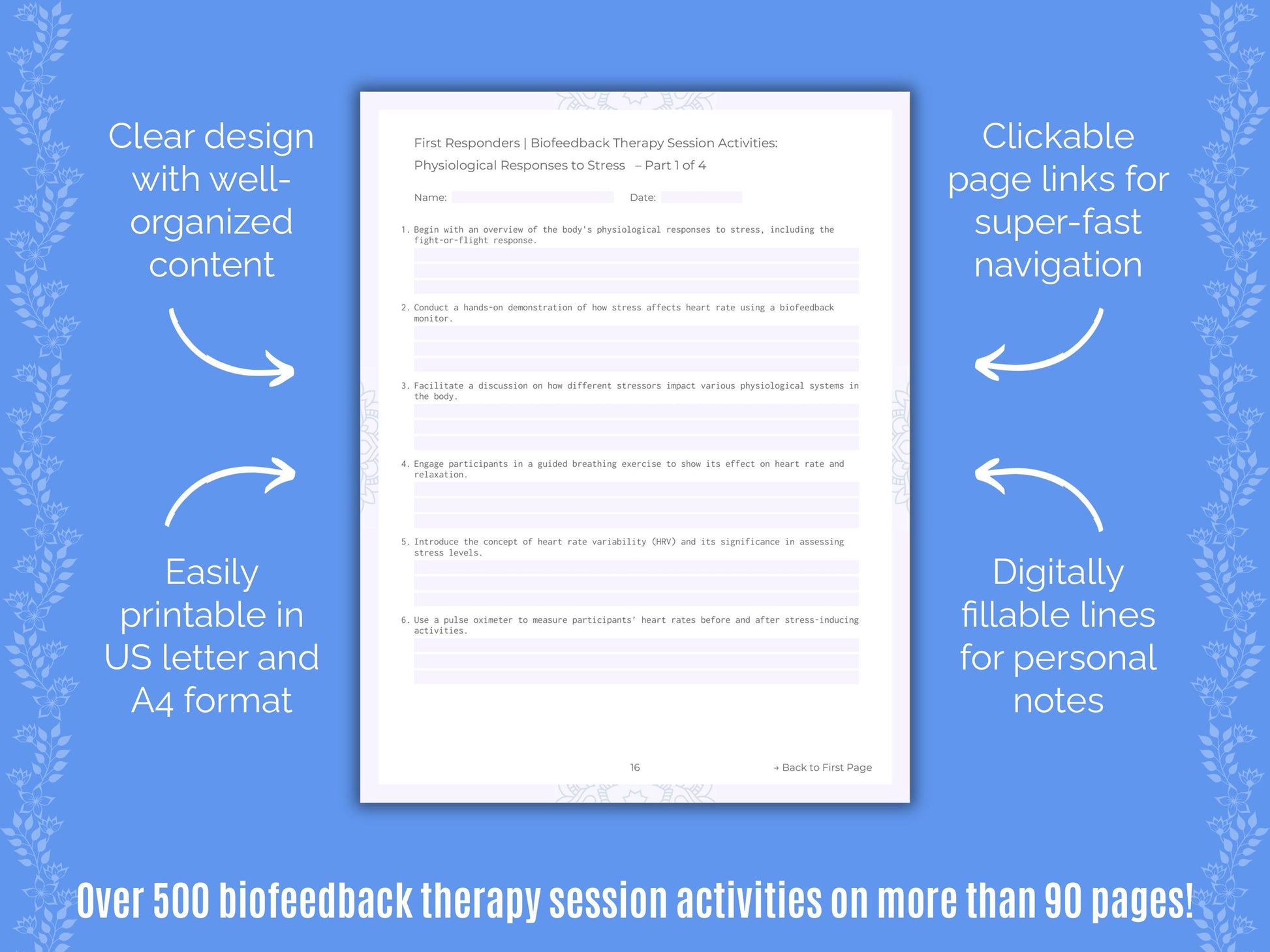 First Responders Biofeedback Therapy Counseling Templates