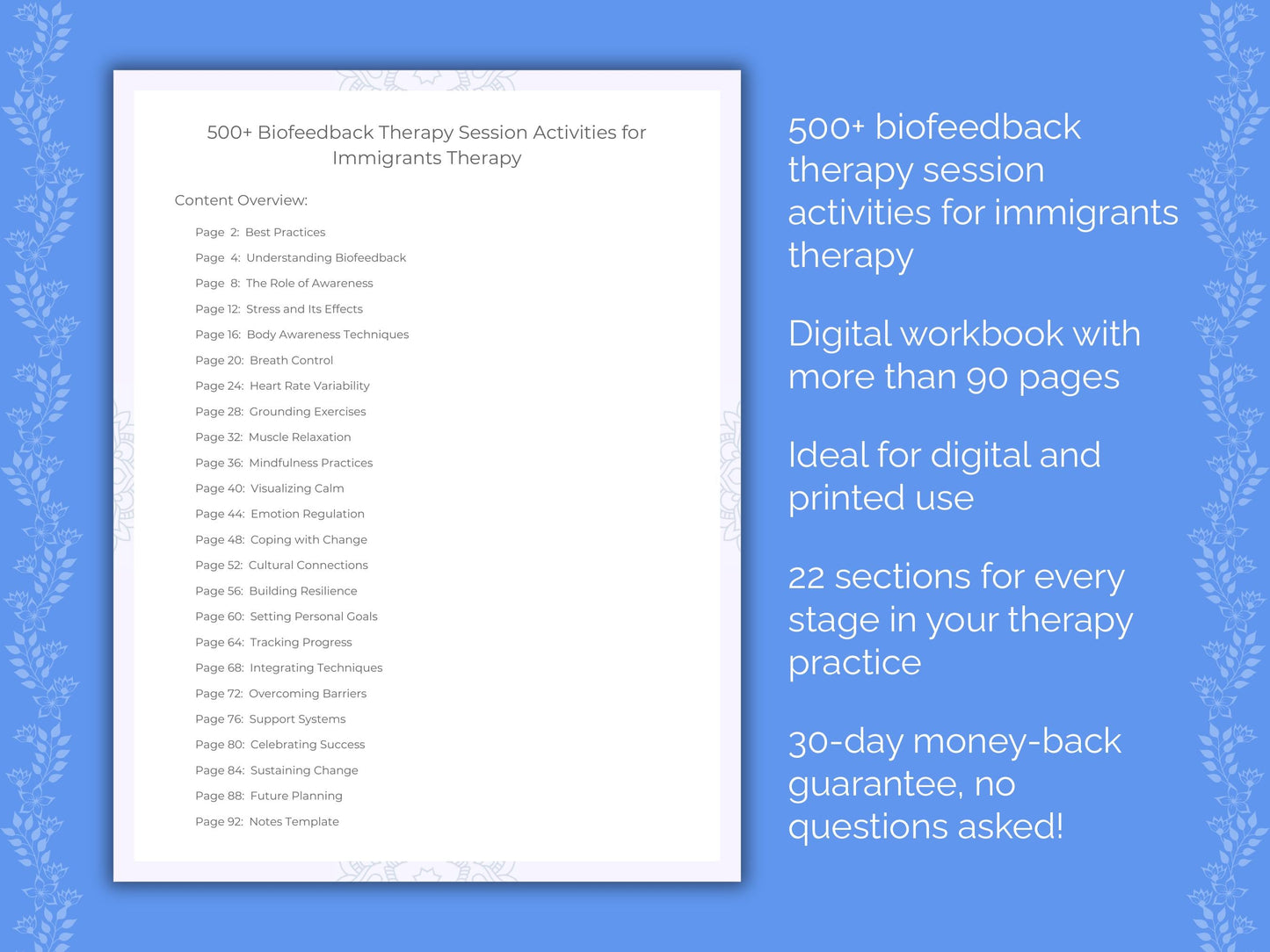 Immigrants Biofeedback Therapy Therapist Worksheets