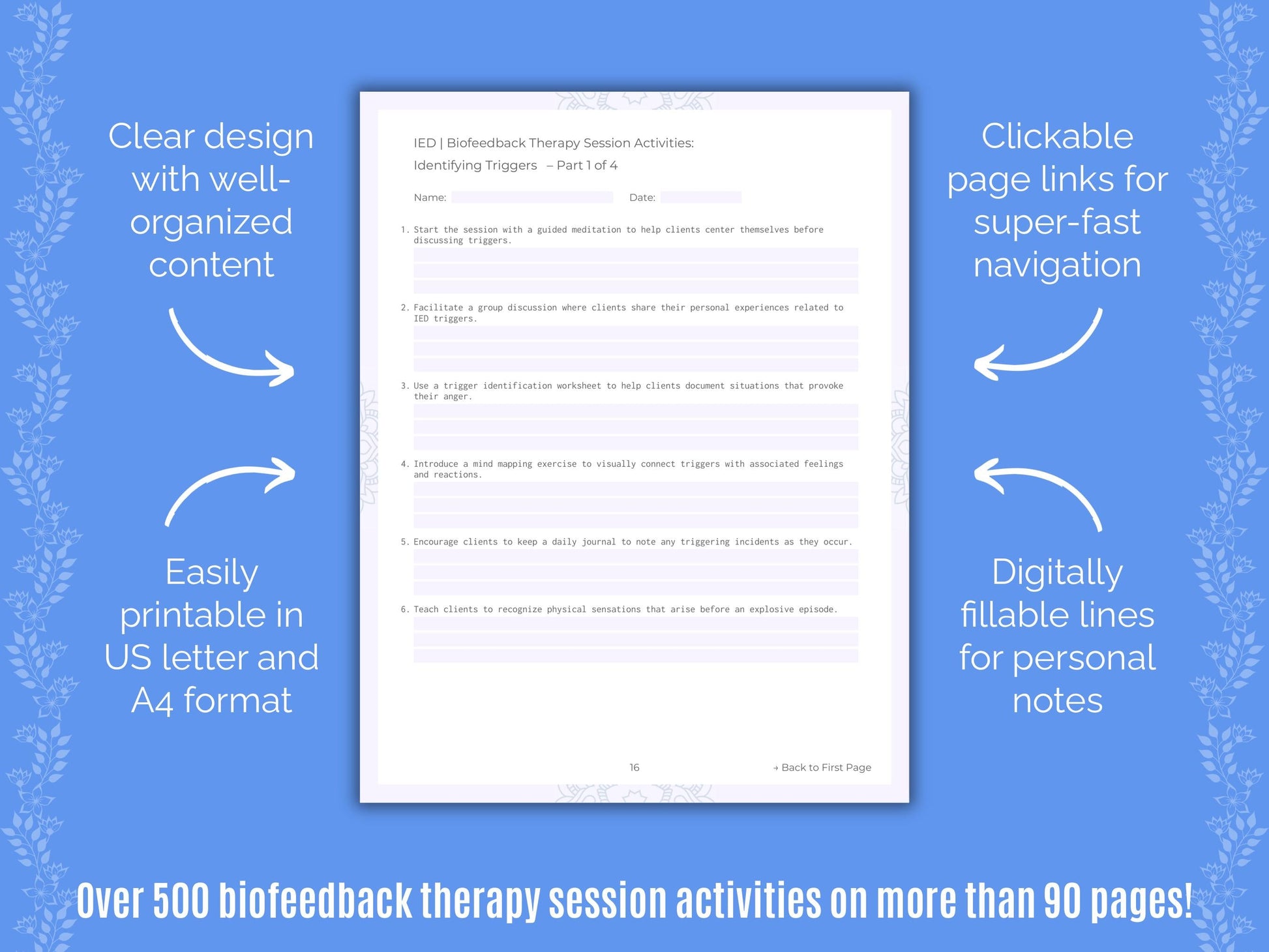 Intermittent Explosive Disorder (IED) Biofeedback Therapy Counseling Templates