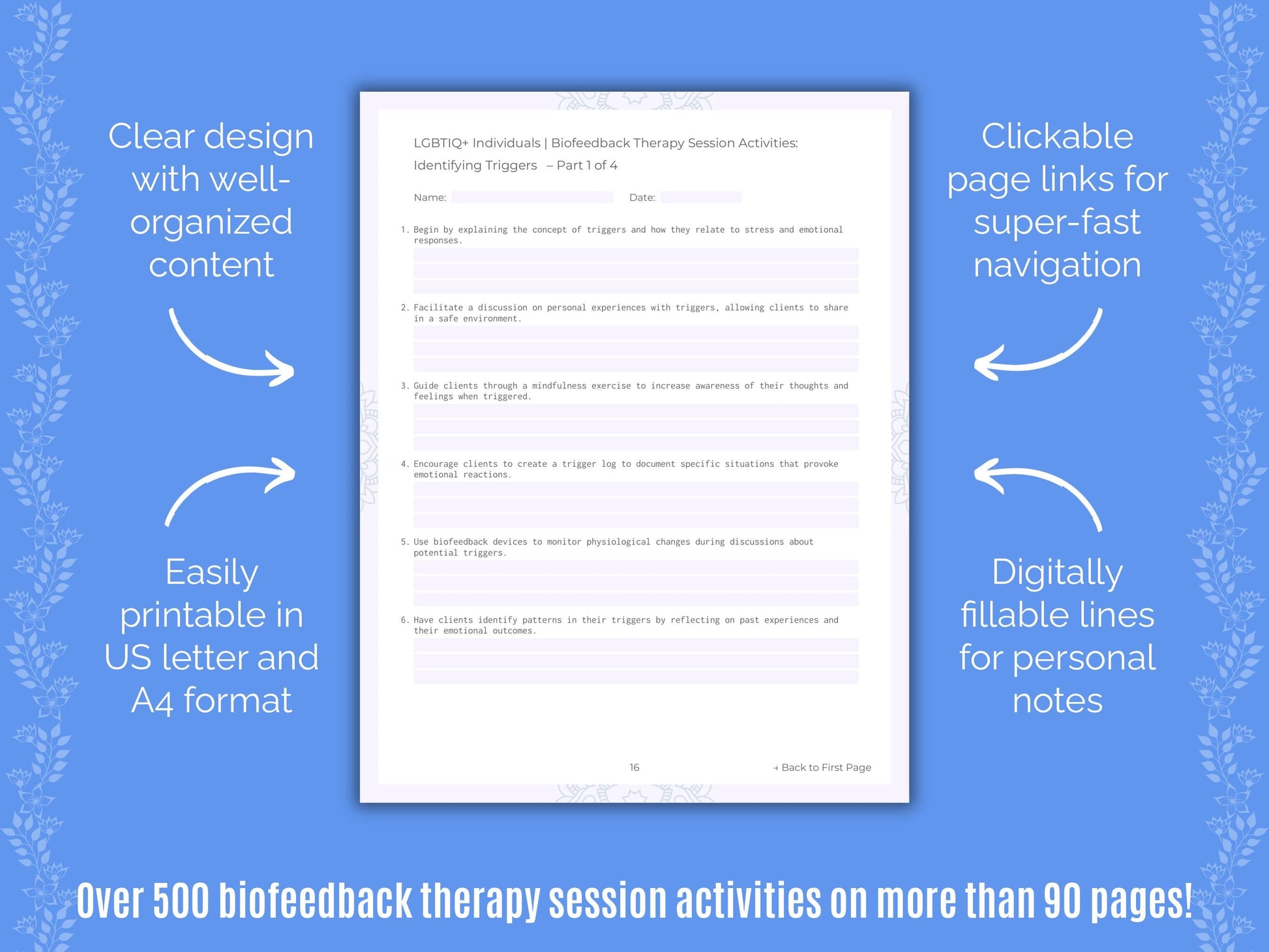 LGBTIQ+ Individuals Biofeedback Therapy Counseling Templates
