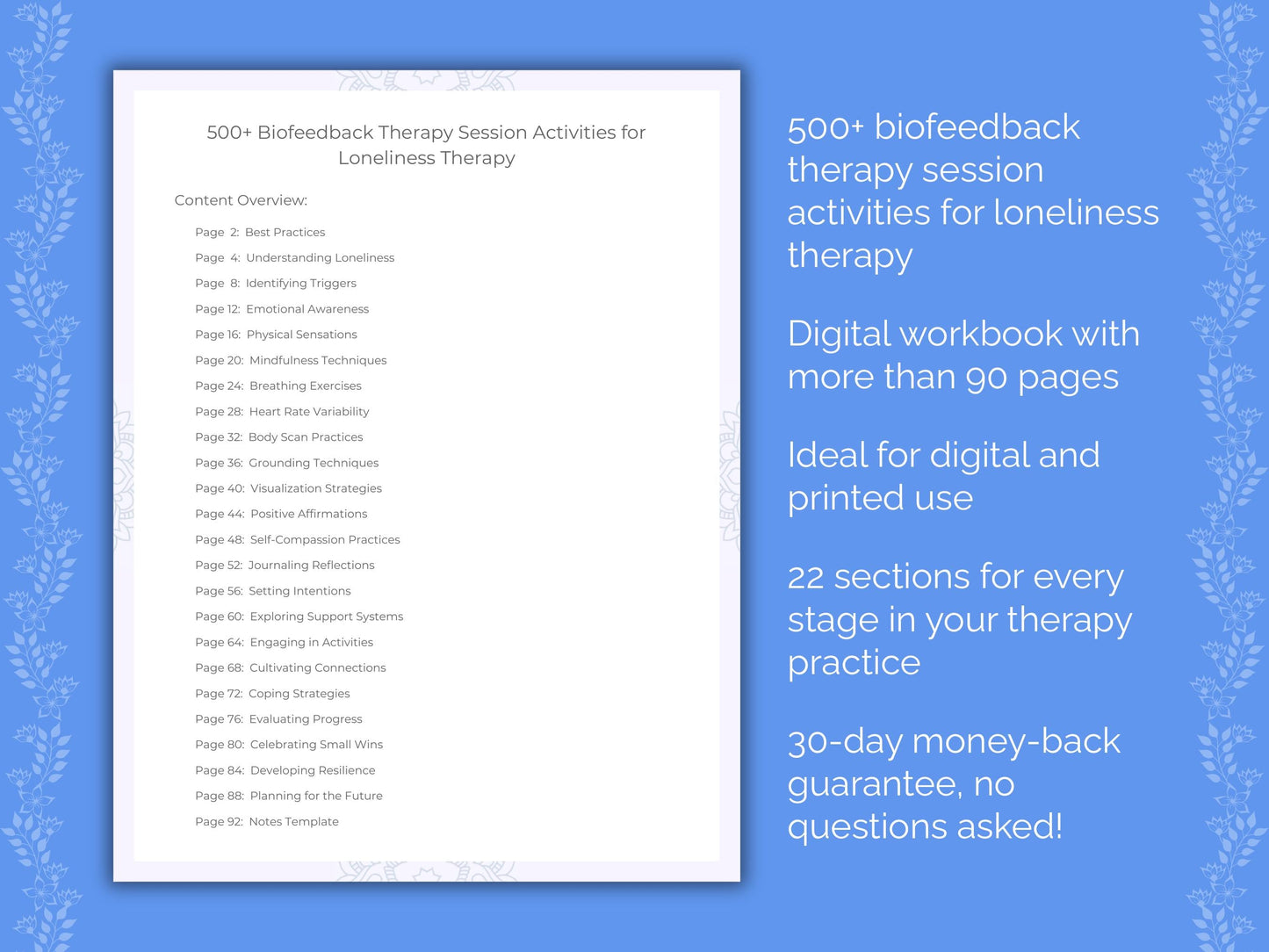 Loneliness Biofeedback Therapy Therapist Worksheets