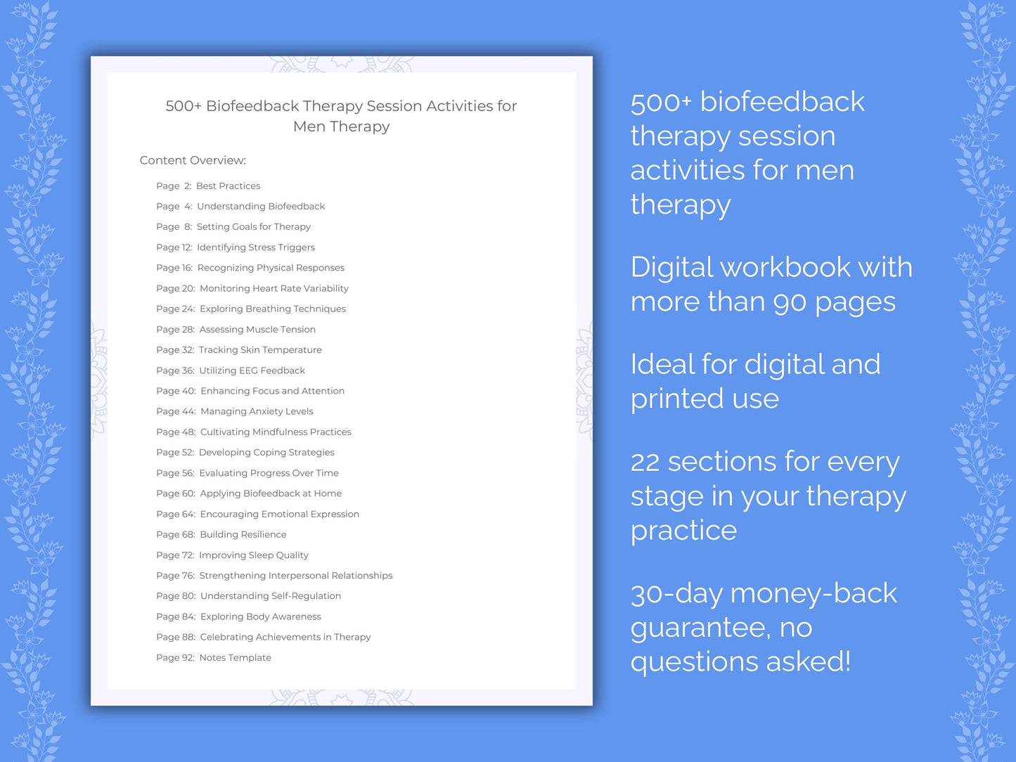 Men Biofeedback Therapy Therapist Worksheets