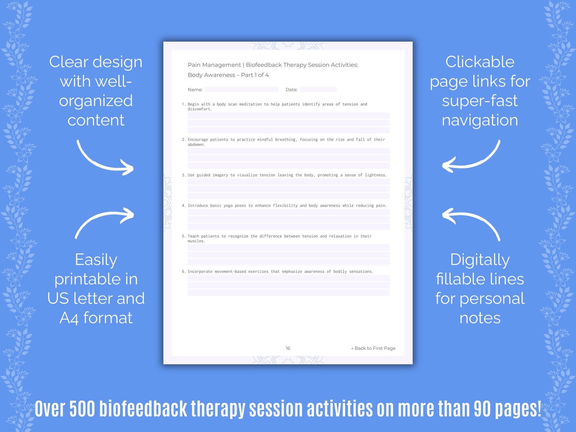 Pain Management Biofeedback Therapy Counseling Templates