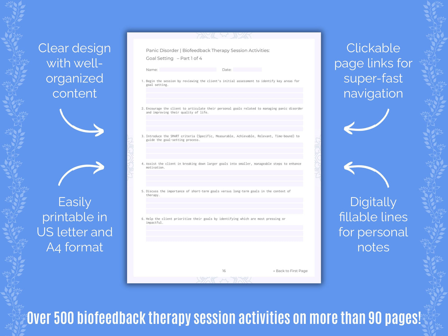 Panic Disorder Biofeedback Therapy Counseling Templates