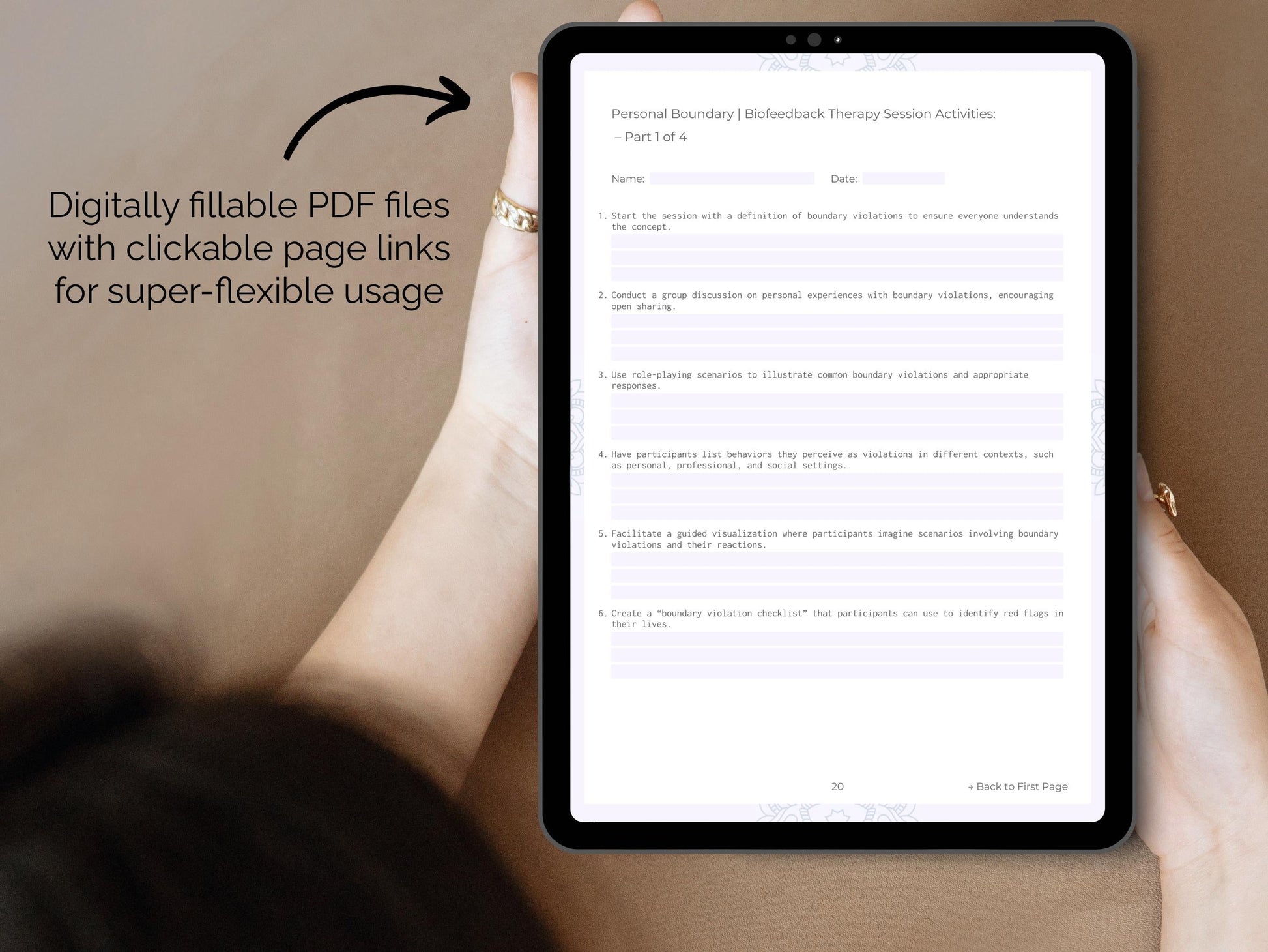 Personal Boundary Biofeedback Therapy Counselor Cheat Sheets