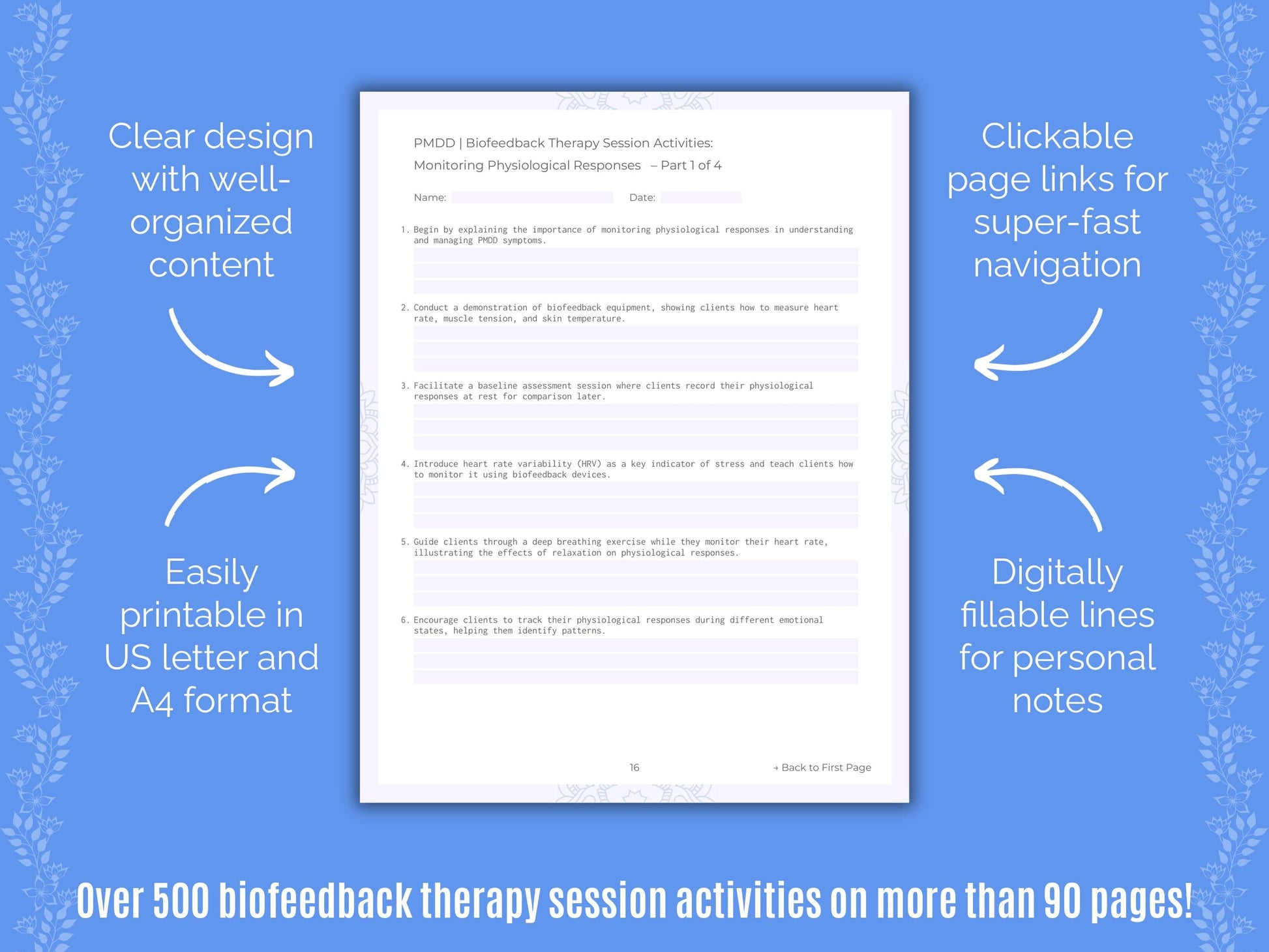 Premenstrual Dysphoric Disorder Biofeedback Therapy Counseling Templates