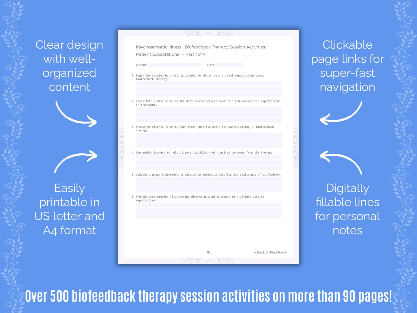 Psychosomatic Illness Biofeedback Therapy Counseling Templates