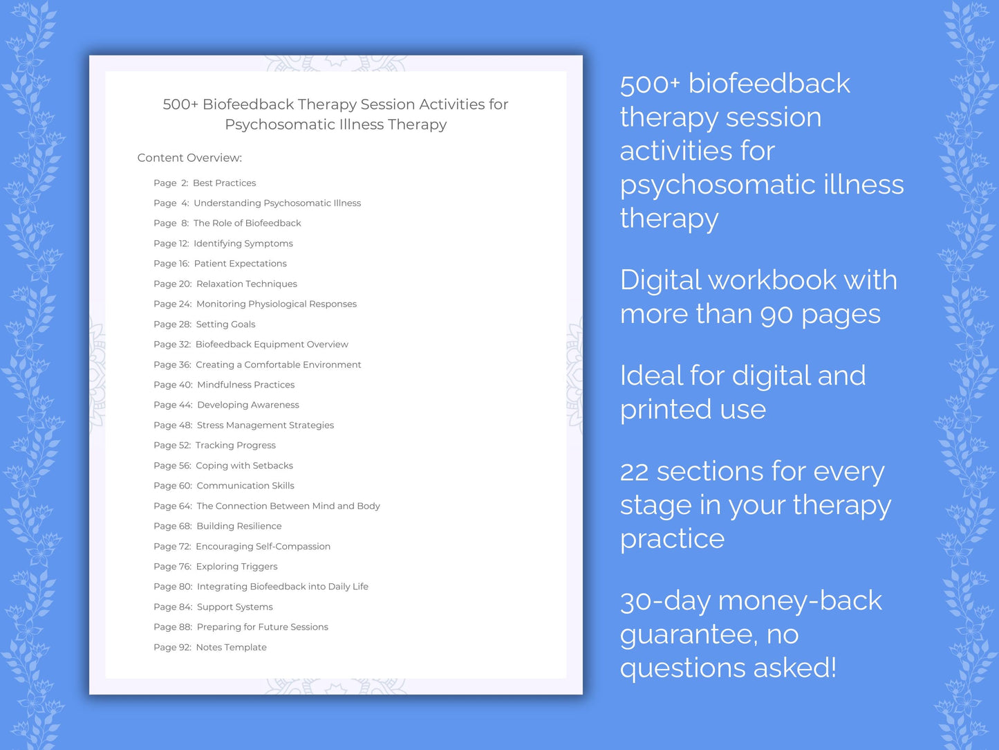 Psychosomatic Illness Biofeedback Therapy Therapist Worksheets