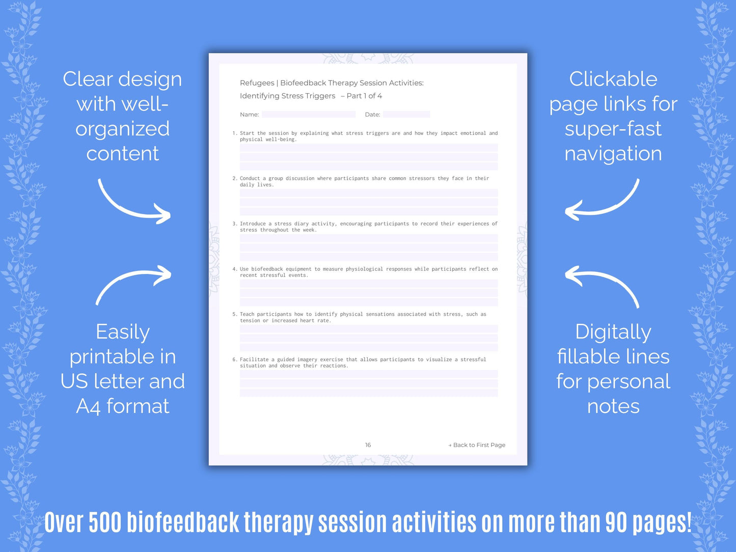 Refugees Biofeedback Therapy Counseling Templates