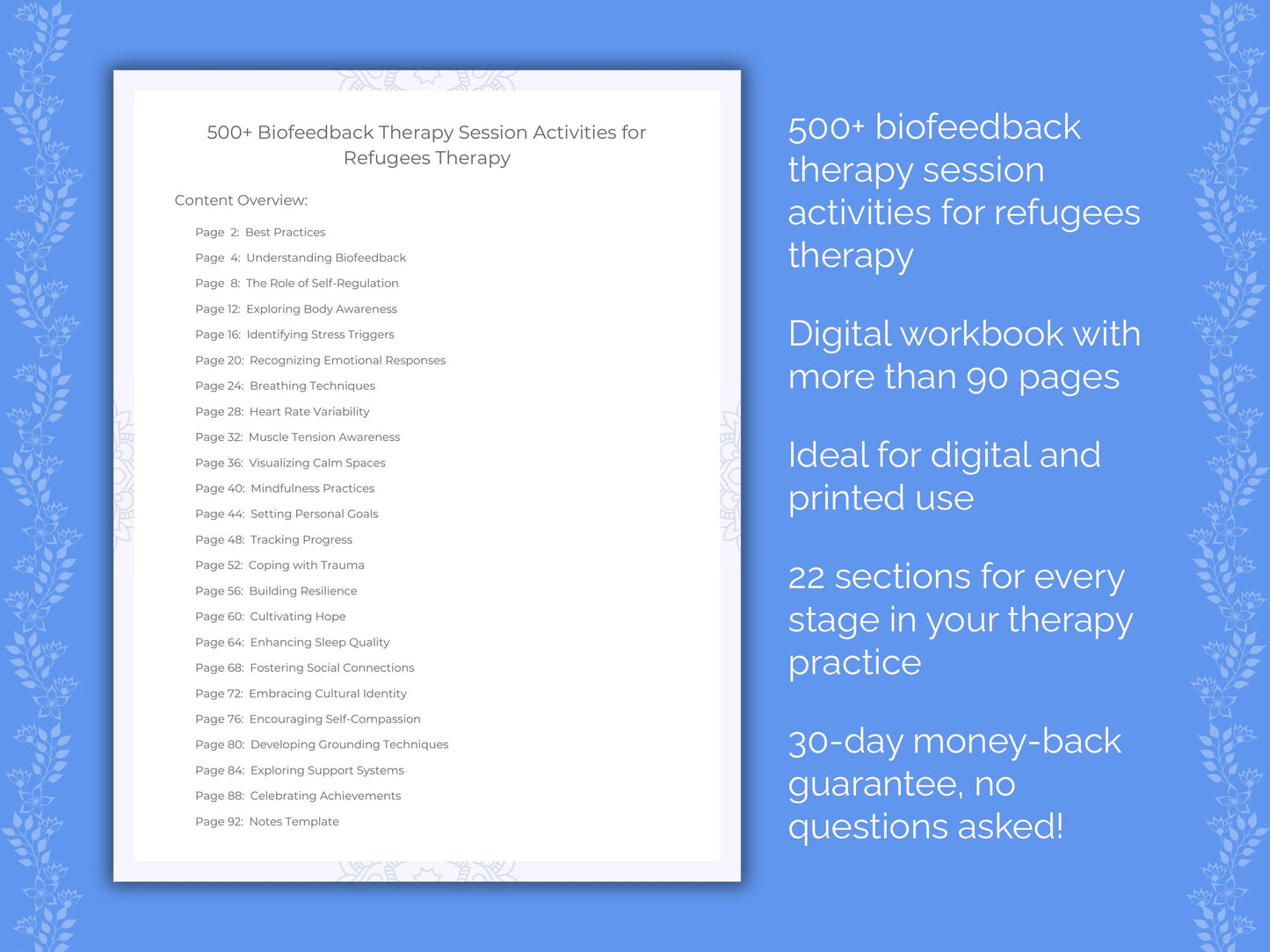 Refugees Biofeedback Therapy Therapist Worksheets