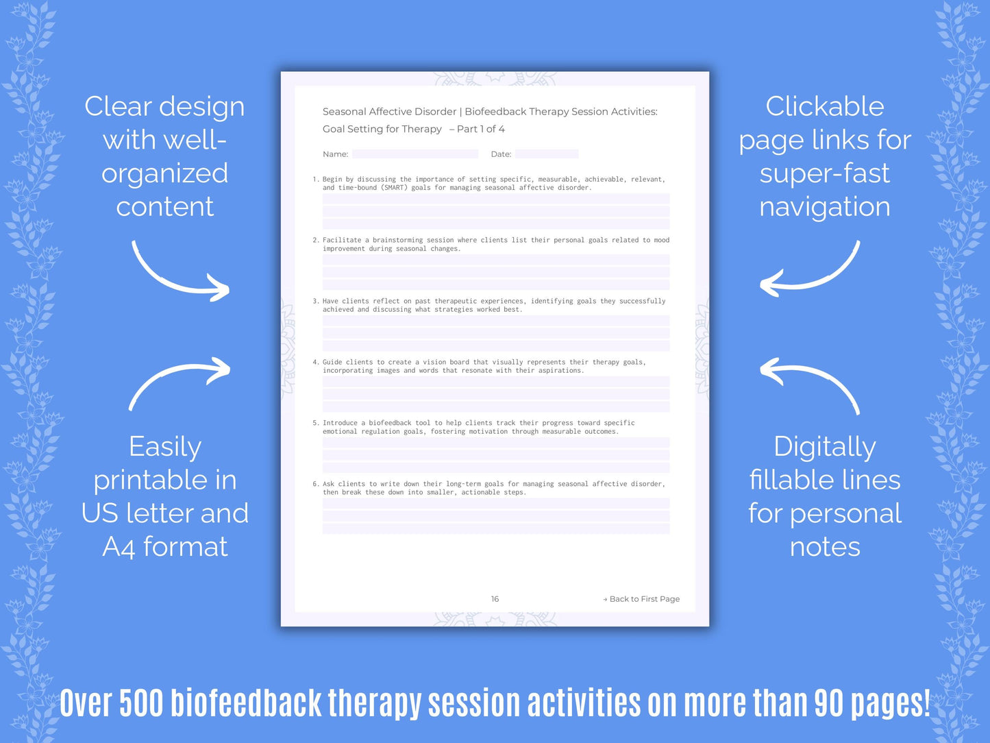 Seasonal Affective Disorder Biofeedback Therapy Counseling Templates