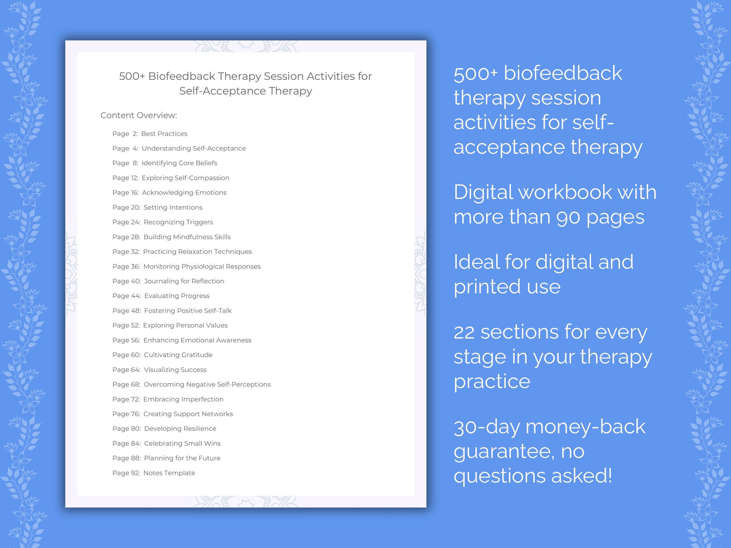 Self-Acceptance Biofeedback Therapy Therapist Worksheets