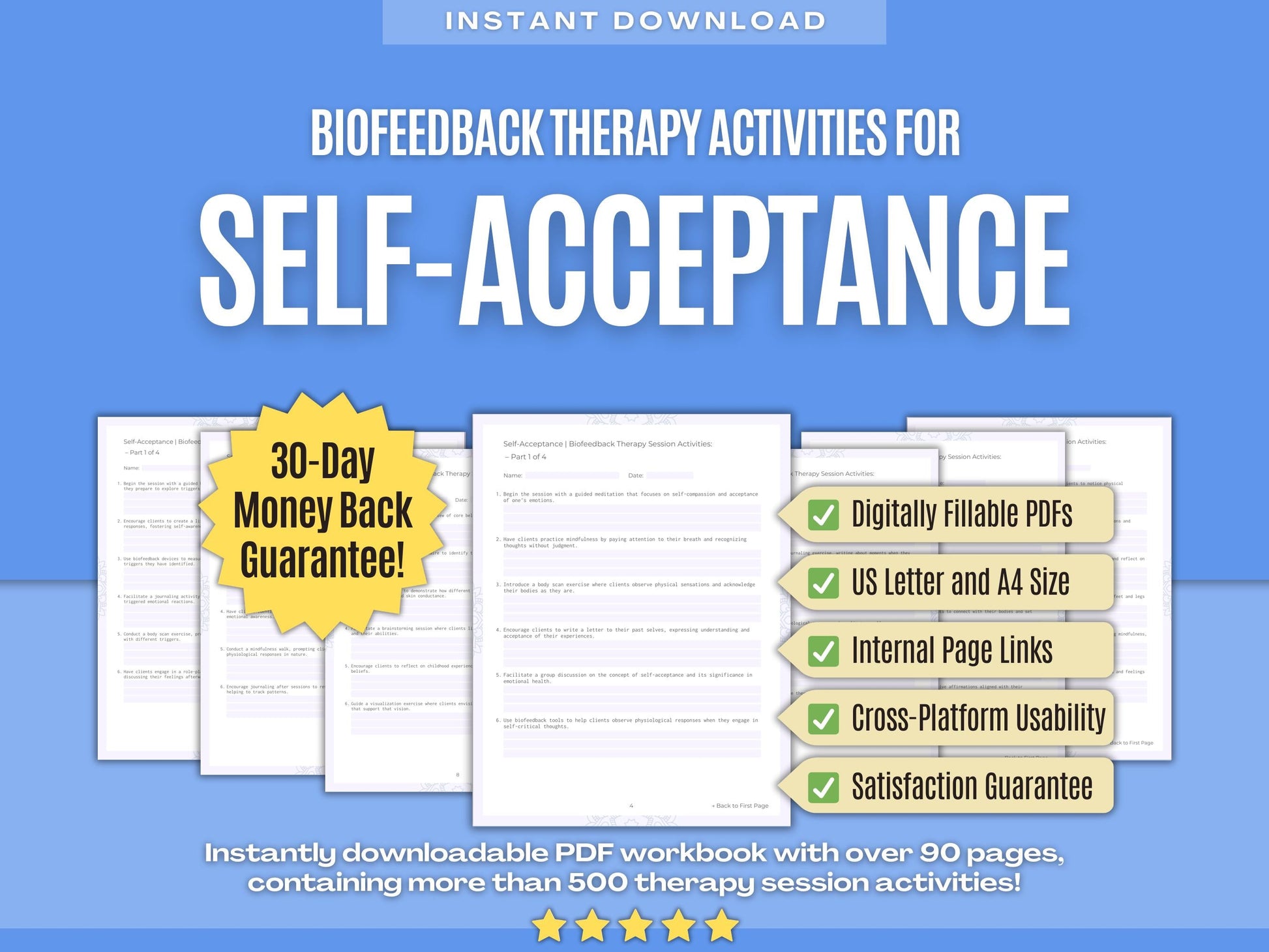 Self-Acceptance Biofeedback Therapy Psychology Workbooks