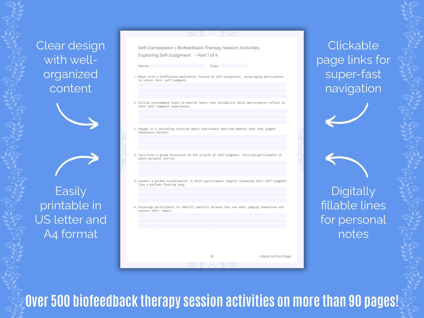 Self-Compassion Biofeedback Therapy Counseling Templates