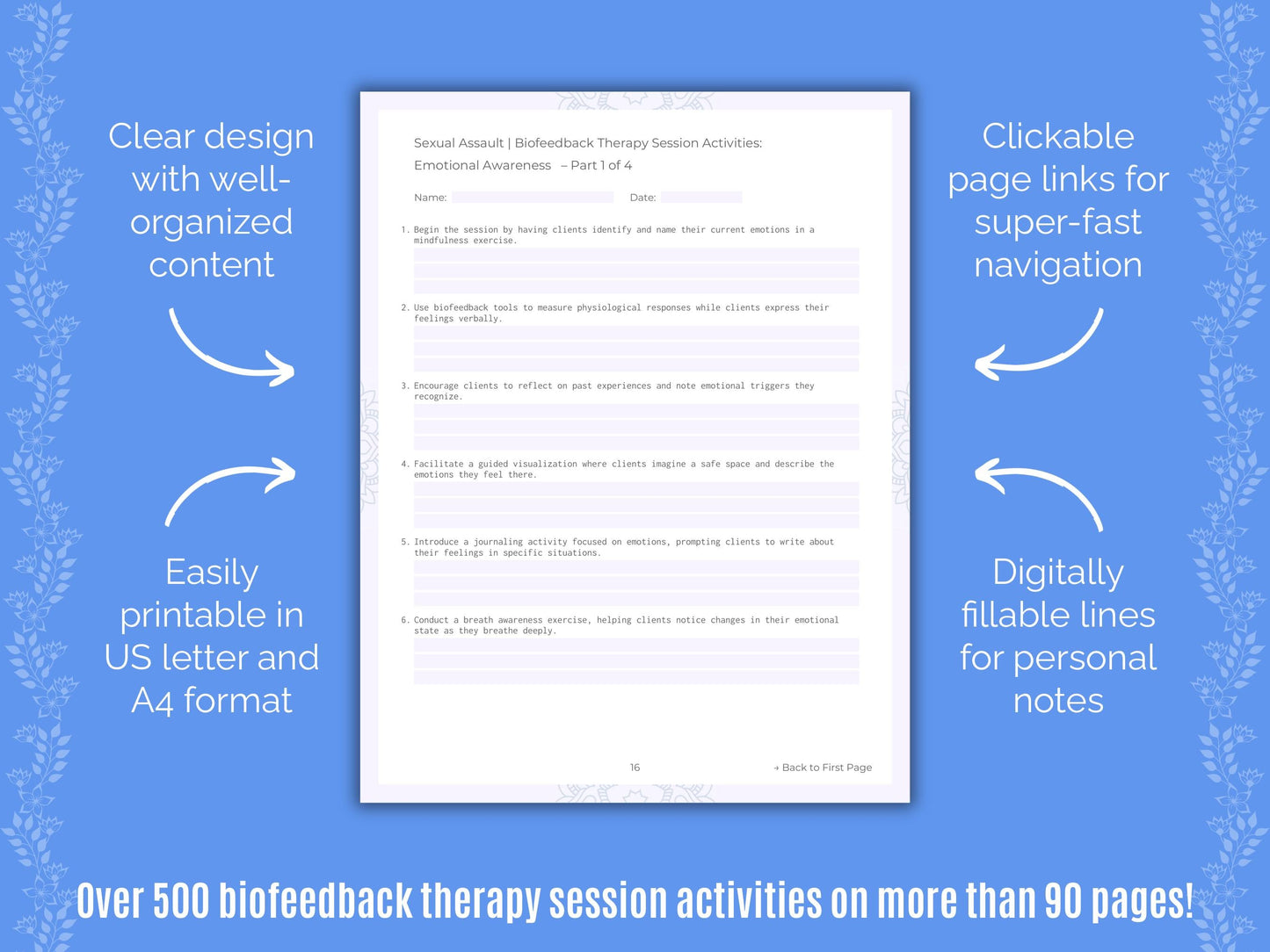 Sexual Assault Biofeedback Therapy Counseling Templates