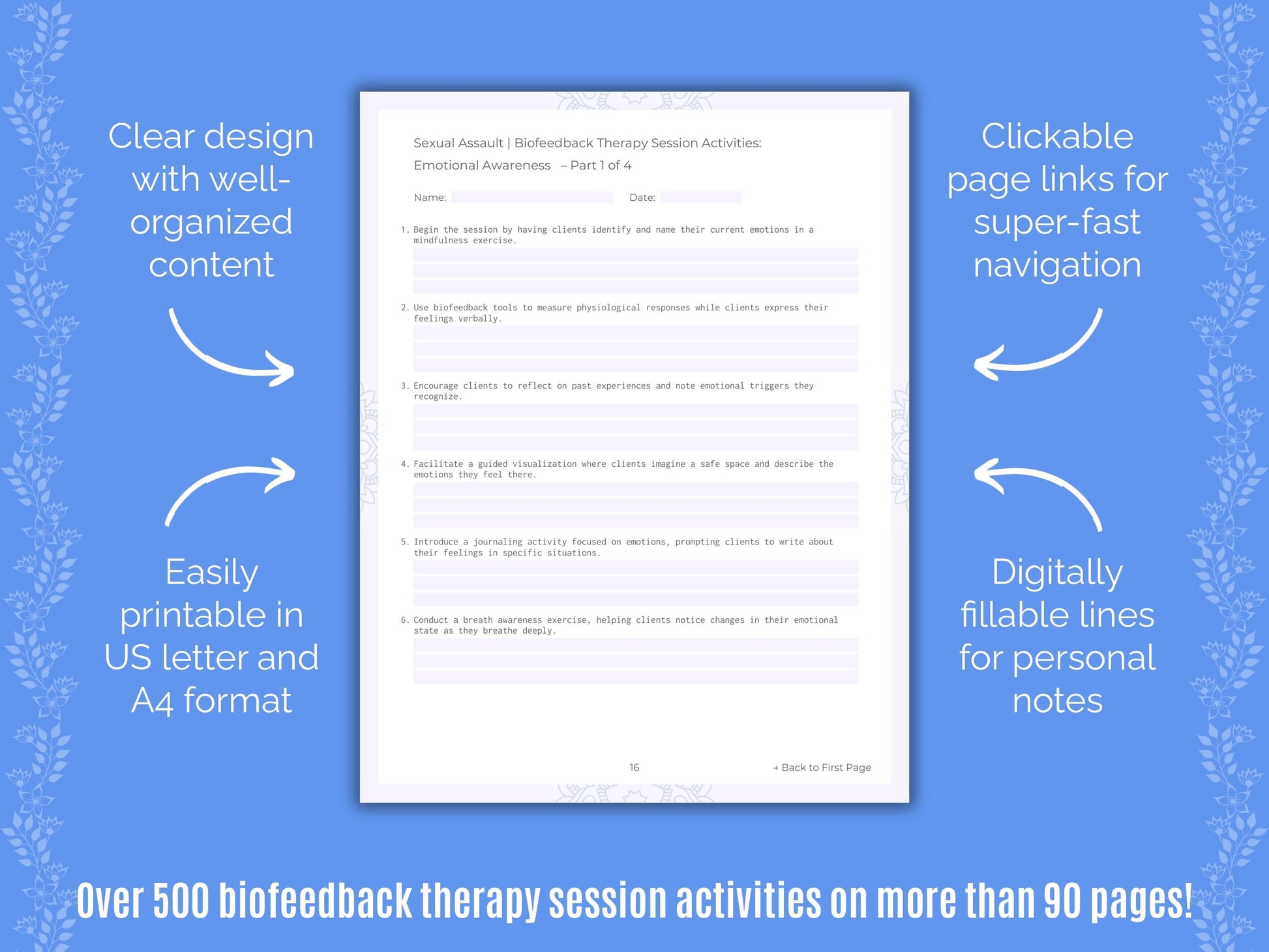 Sexual Assault Biofeedback Therapy Counseling Templates