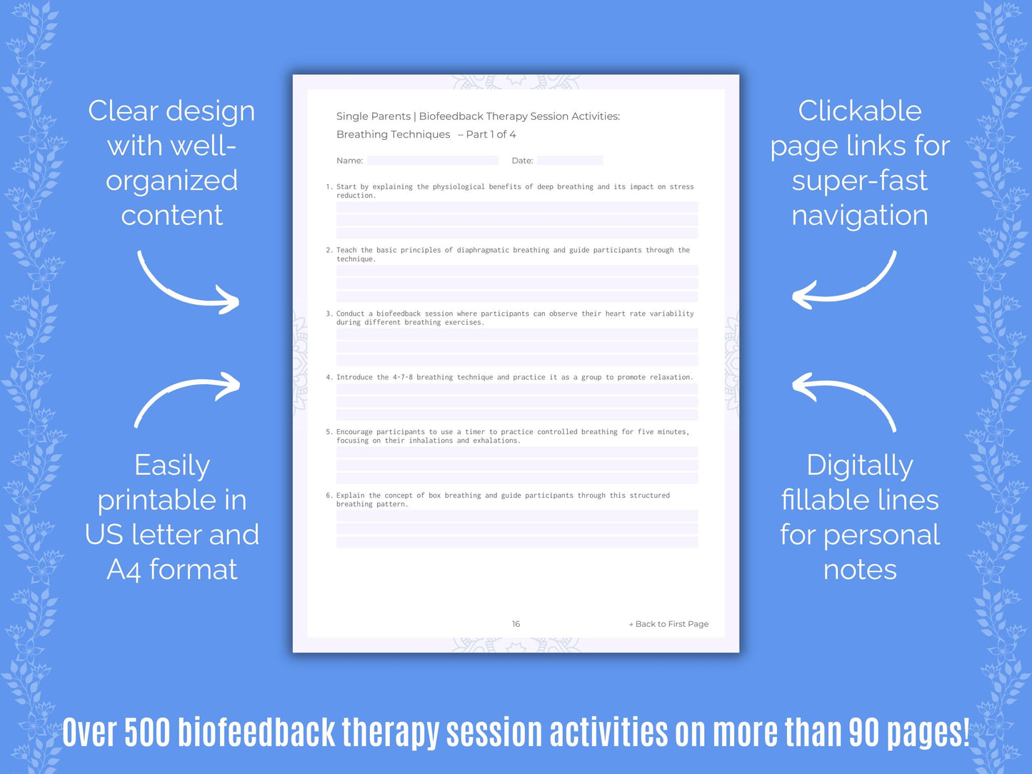 Single Parents Biofeedback Therapy Counseling Templates