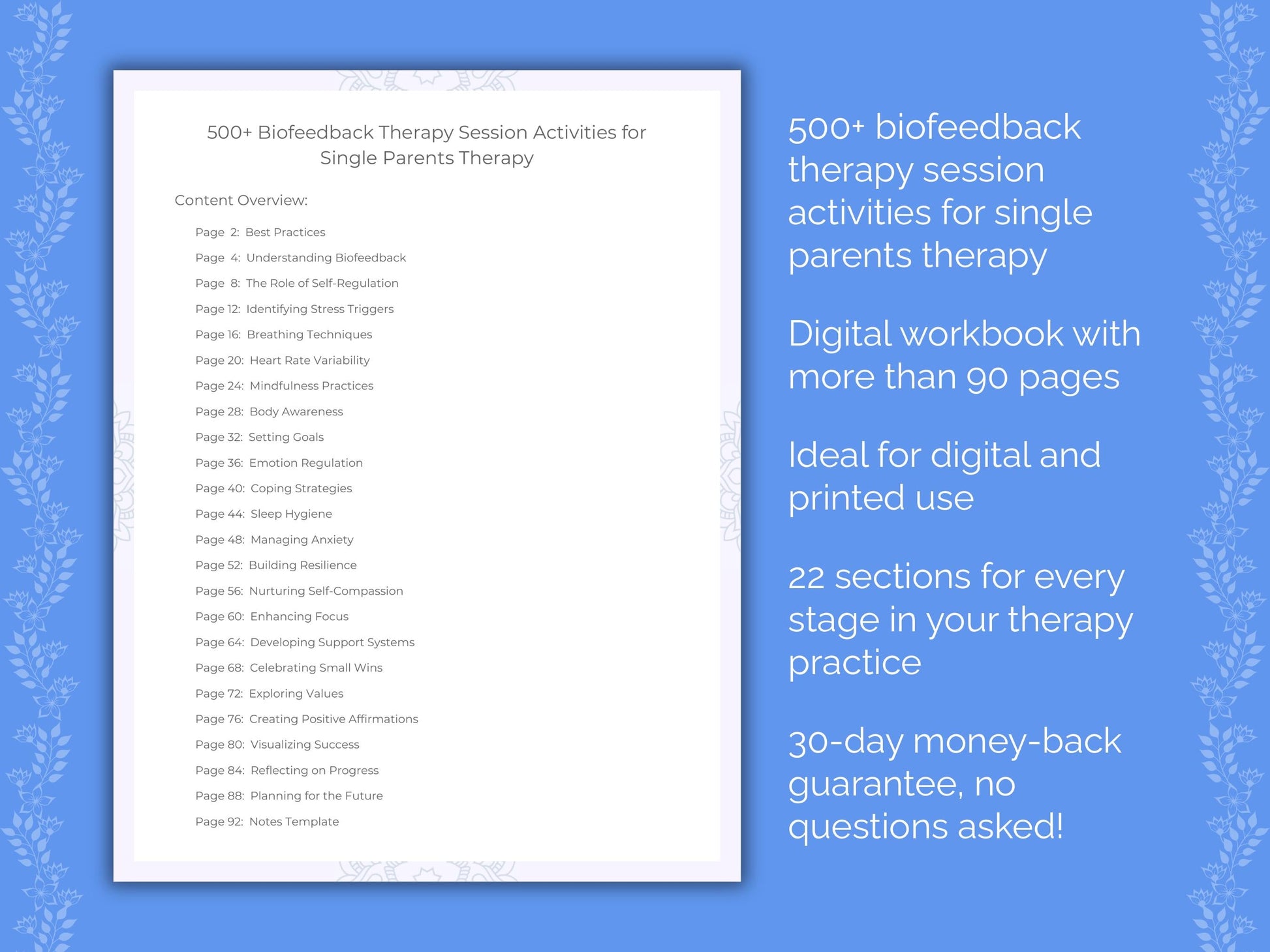 Single Parents Biofeedback Therapy Therapist Worksheets