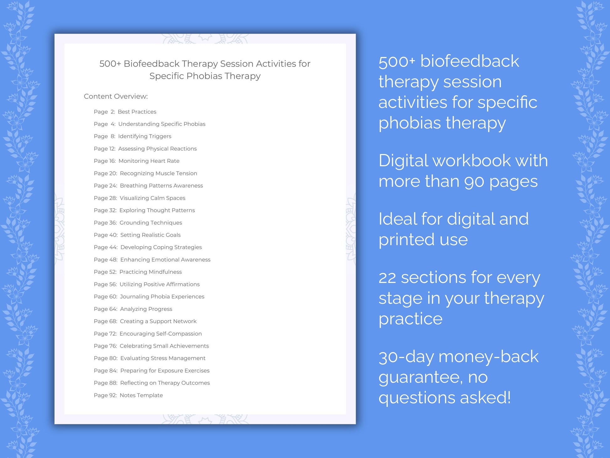 Specific Phobias Biofeedback Therapy Therapist Worksheets