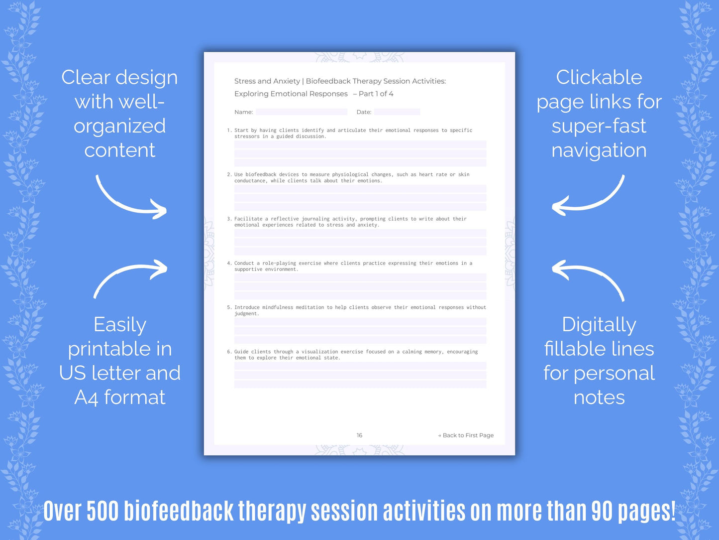 Stress and Anxiety Biofeedback Therapy Counseling Templates