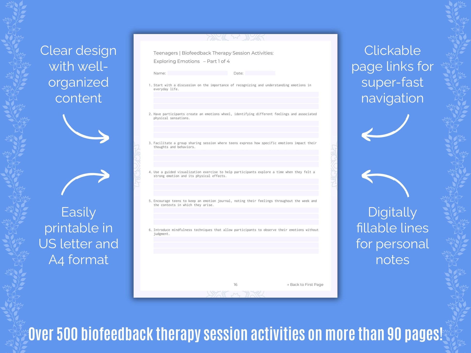 Teenagers Biofeedback Therapy Counseling Templates