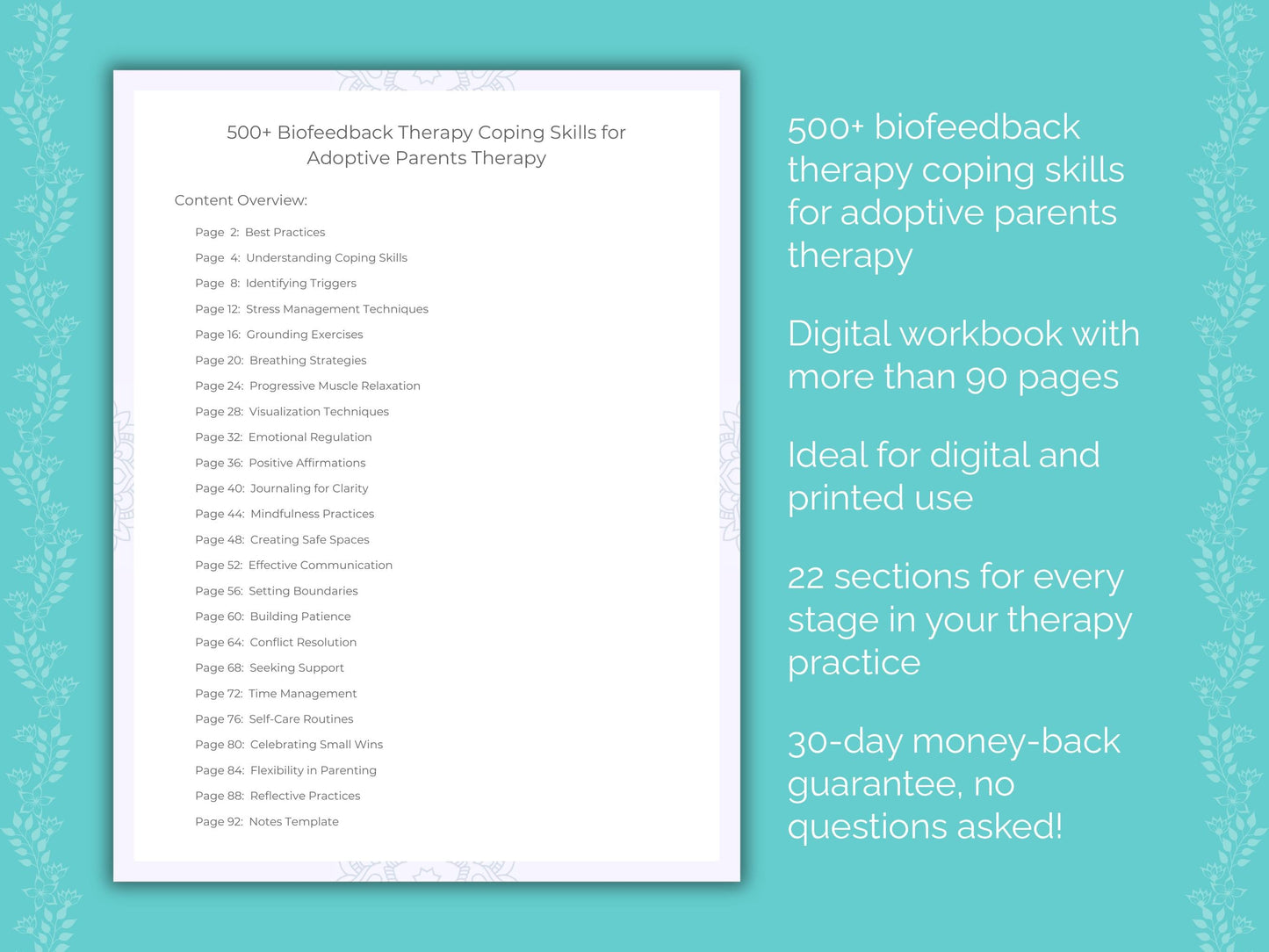 Adoptive Parents Biofeedback Therapy Therapist Worksheets