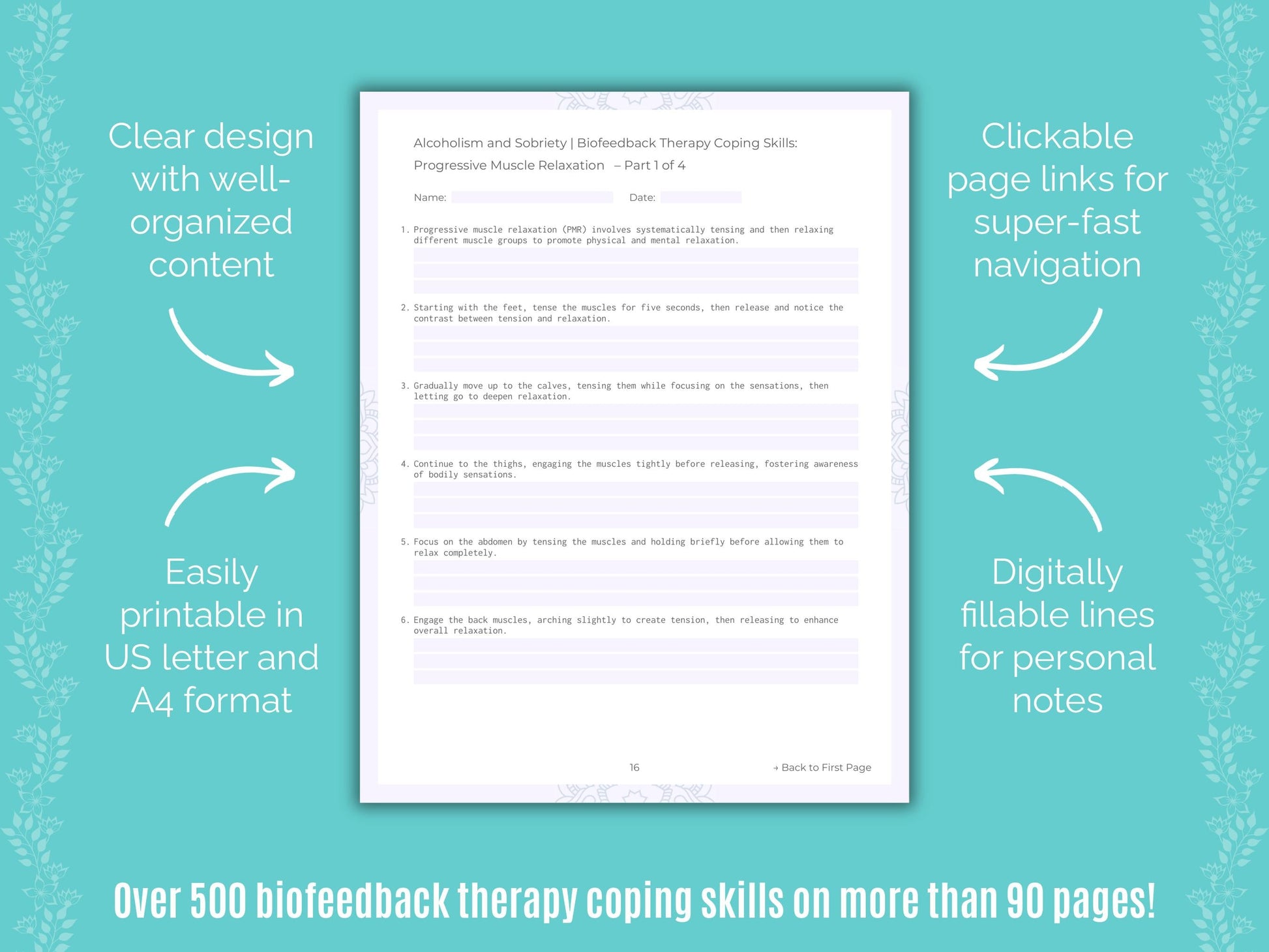 Alcoholism and Sobriety Biofeedback Therapy Counseling Templates