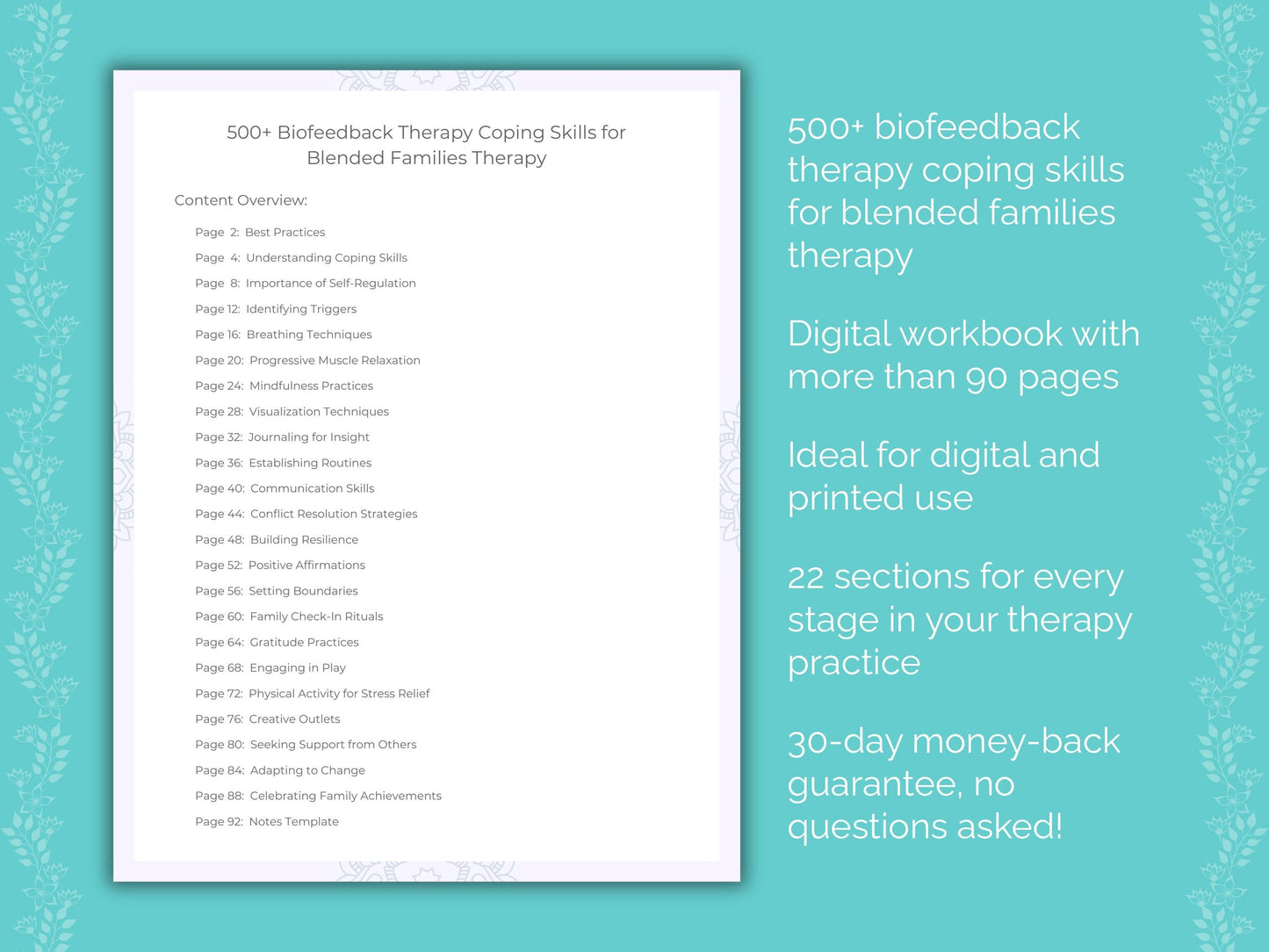 Blended Families Biofeedback Therapy Therapist Worksheets