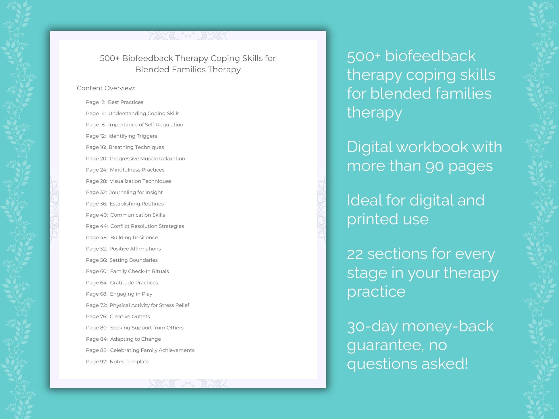 Blended Families Biofeedback Therapy Therapist Worksheets
