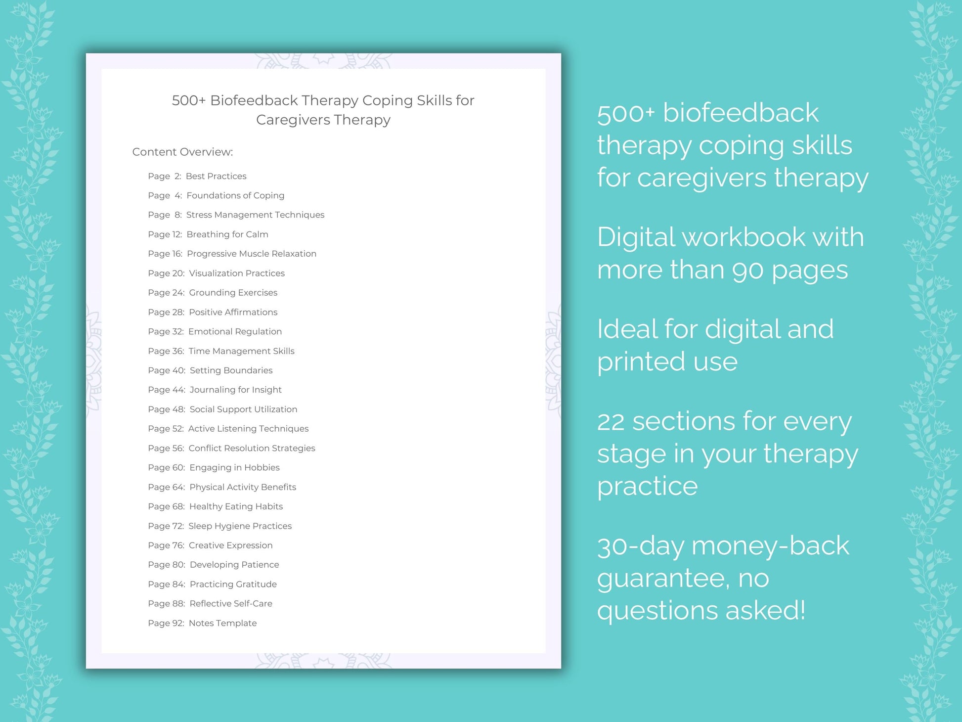 Caregivers Biofeedback Therapy Therapist Worksheets