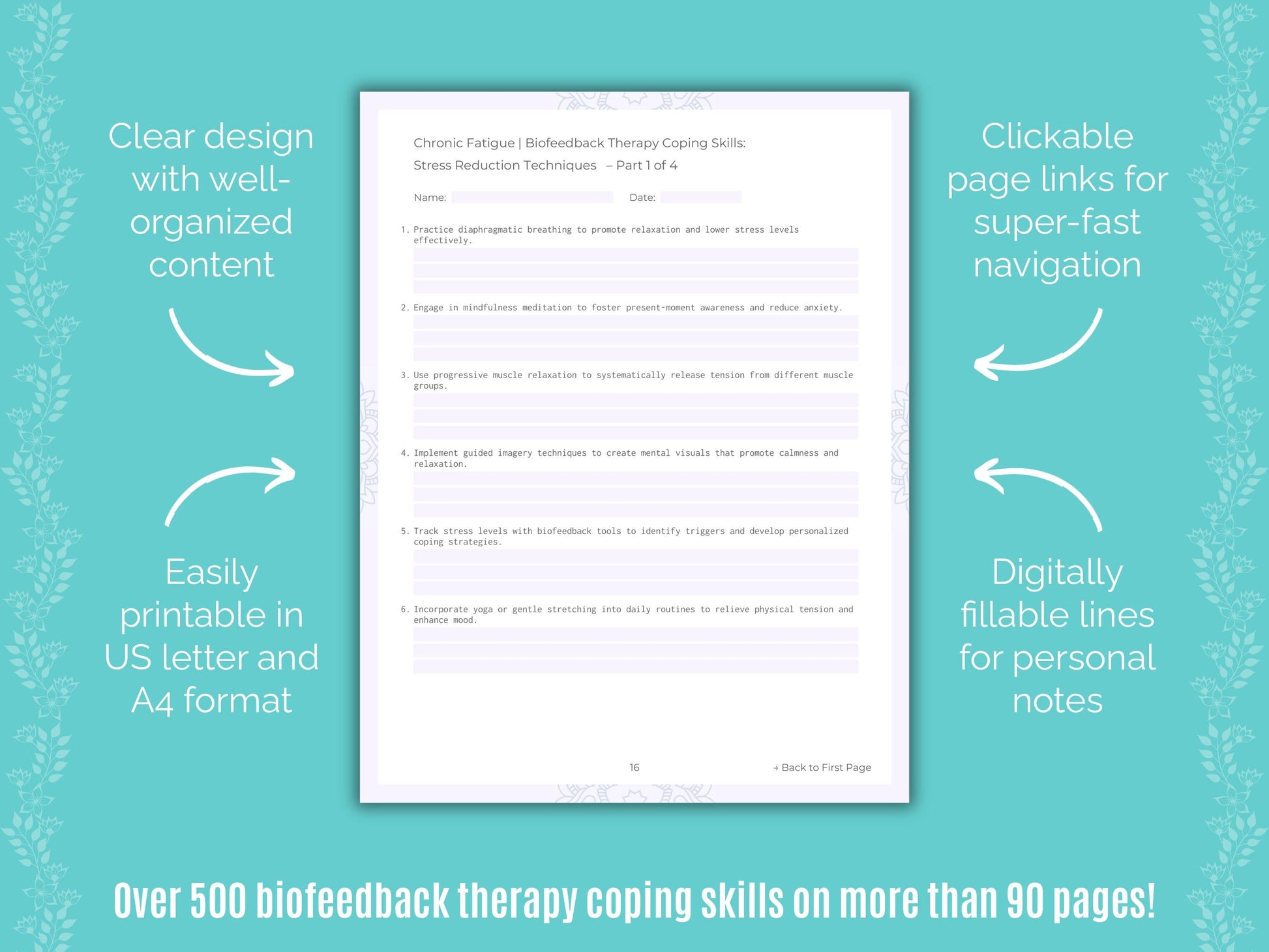 Chronic Fatigue Biofeedback Therapy Counseling Templates