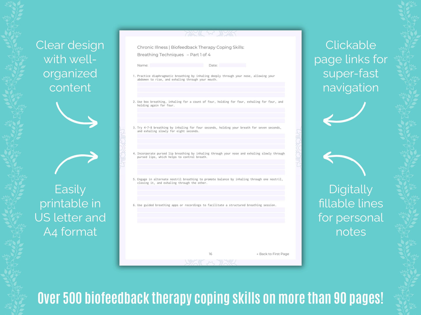 Chronic Illness Biofeedback Therapy Counseling Templates