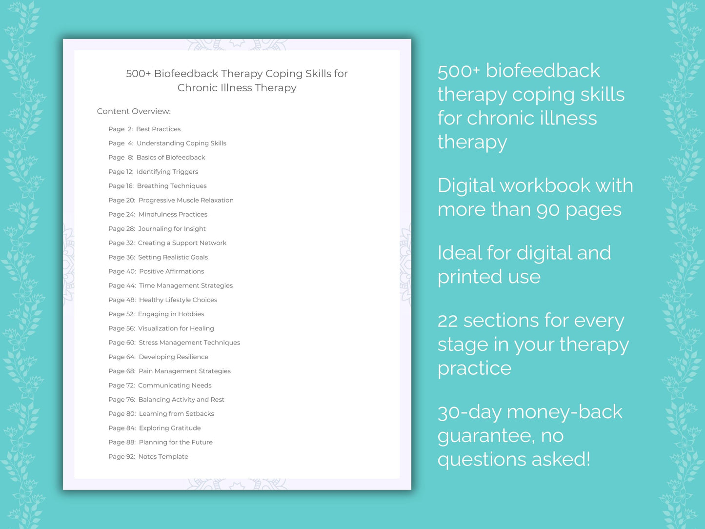 Chronic Illness Biofeedback Therapy Therapist Worksheets