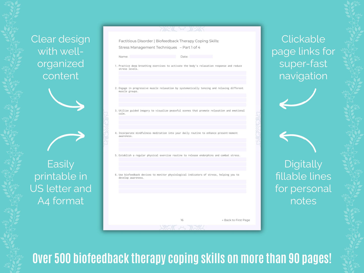 Factitious Disorder Biofeedback Therapy Counseling Templates