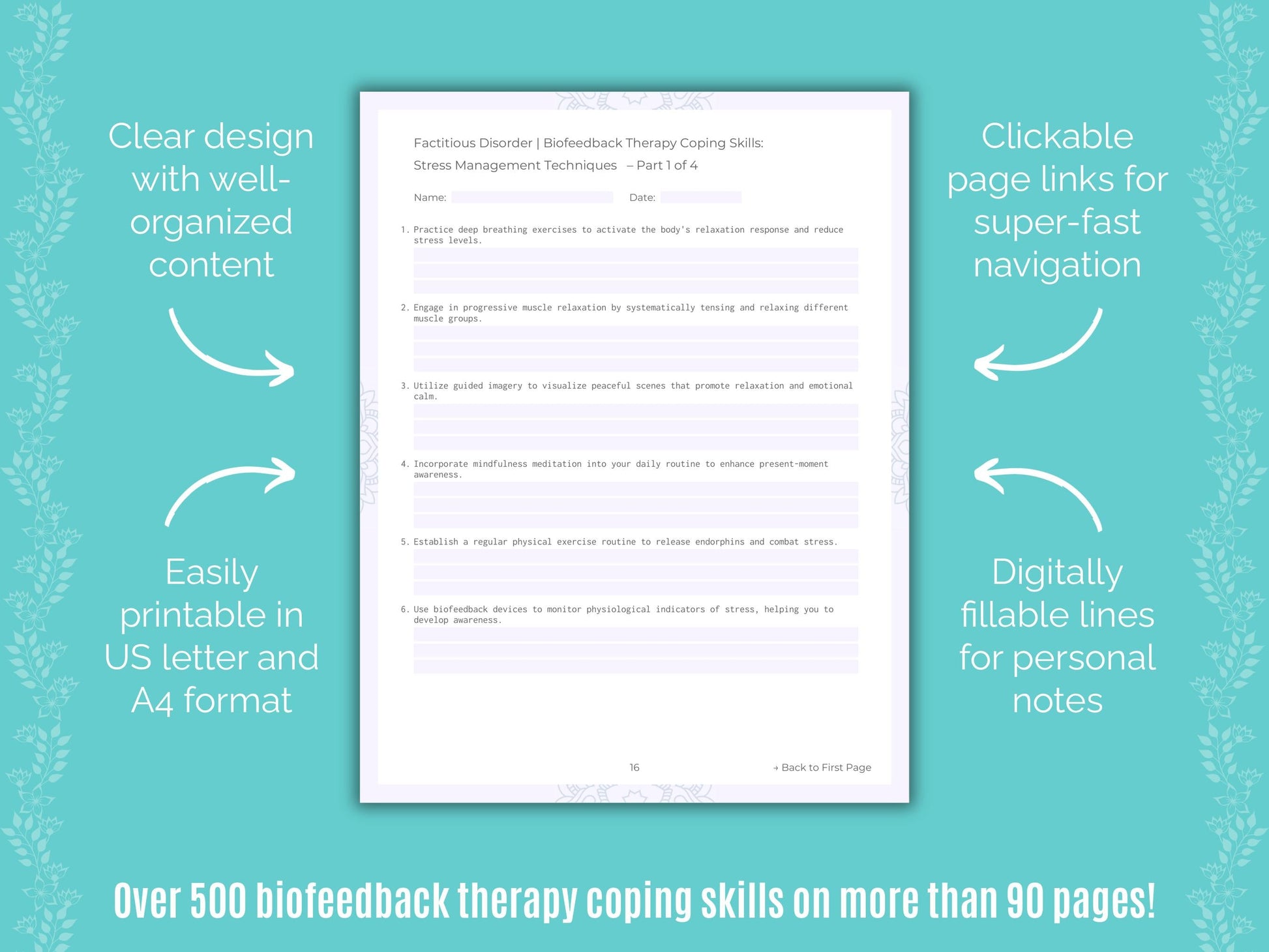 Factitious Disorder Biofeedback Therapy Counseling Templates