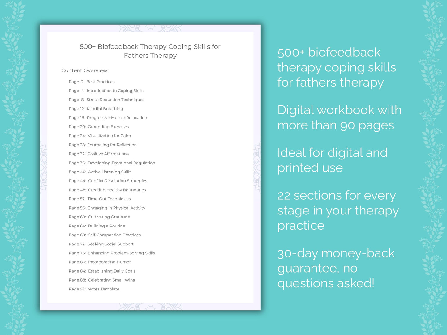 Fathers Biofeedback Therapy Therapist Worksheets