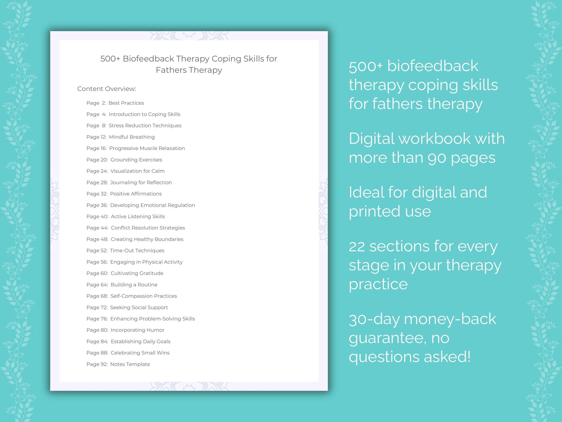 Fathers Biofeedback Therapy Therapist Worksheets