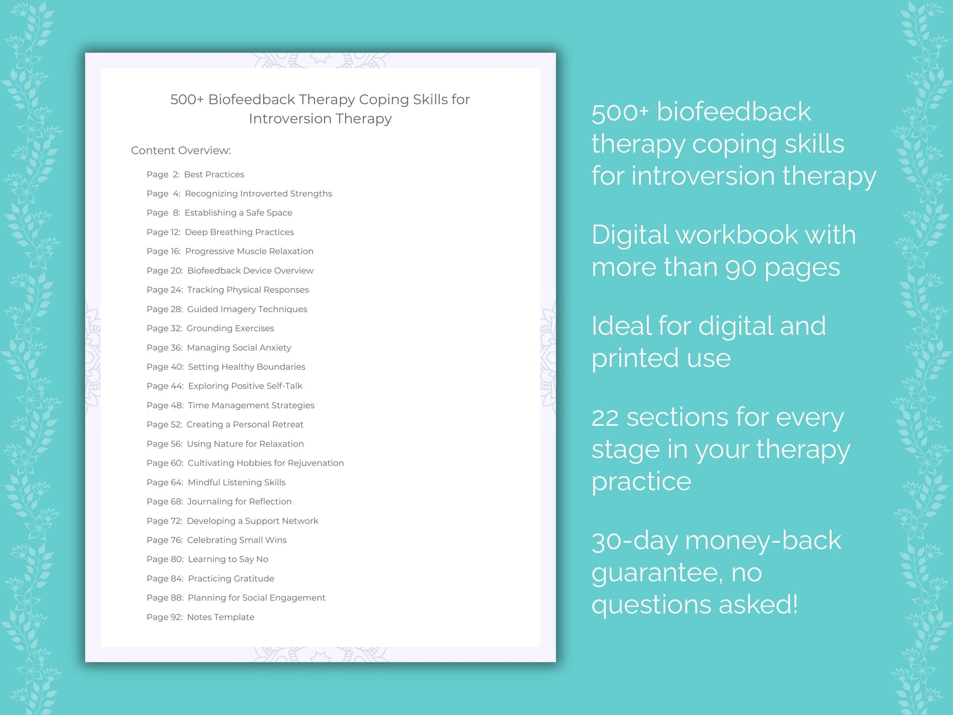 Introversion Biofeedback Therapy Therapist Worksheets