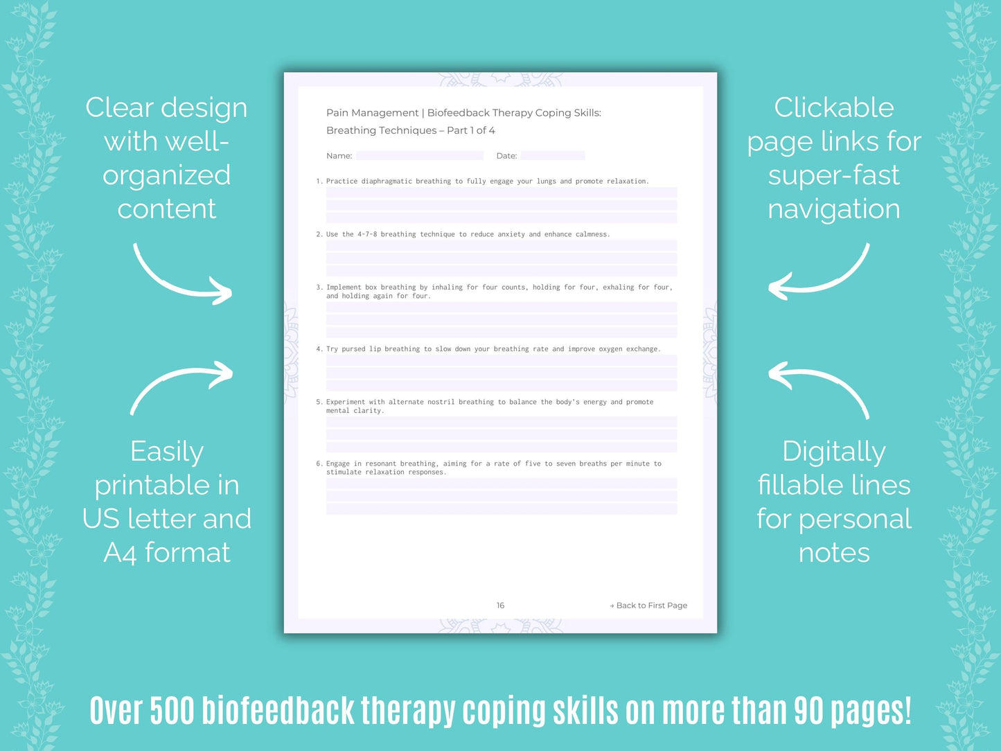 Pain Management Biofeedback Therapy Counseling Templates