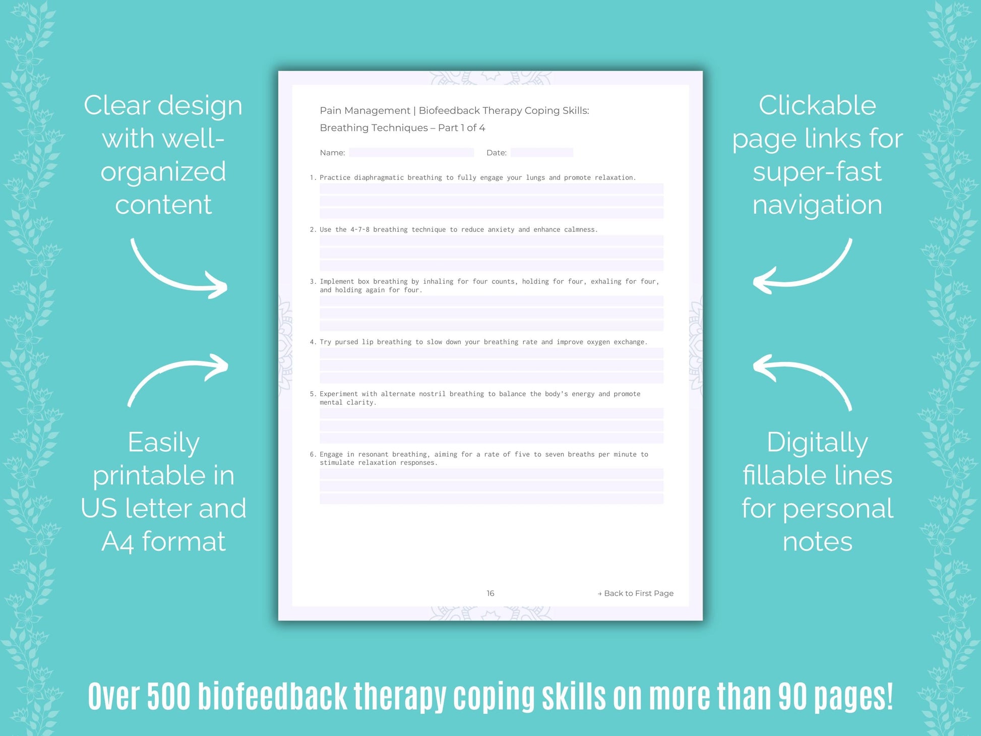 Pain Management Biofeedback Therapy Counseling Templates