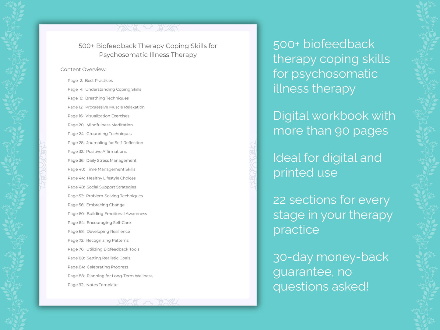 Psychosomatic Illness Biofeedback Therapy Therapist Worksheets