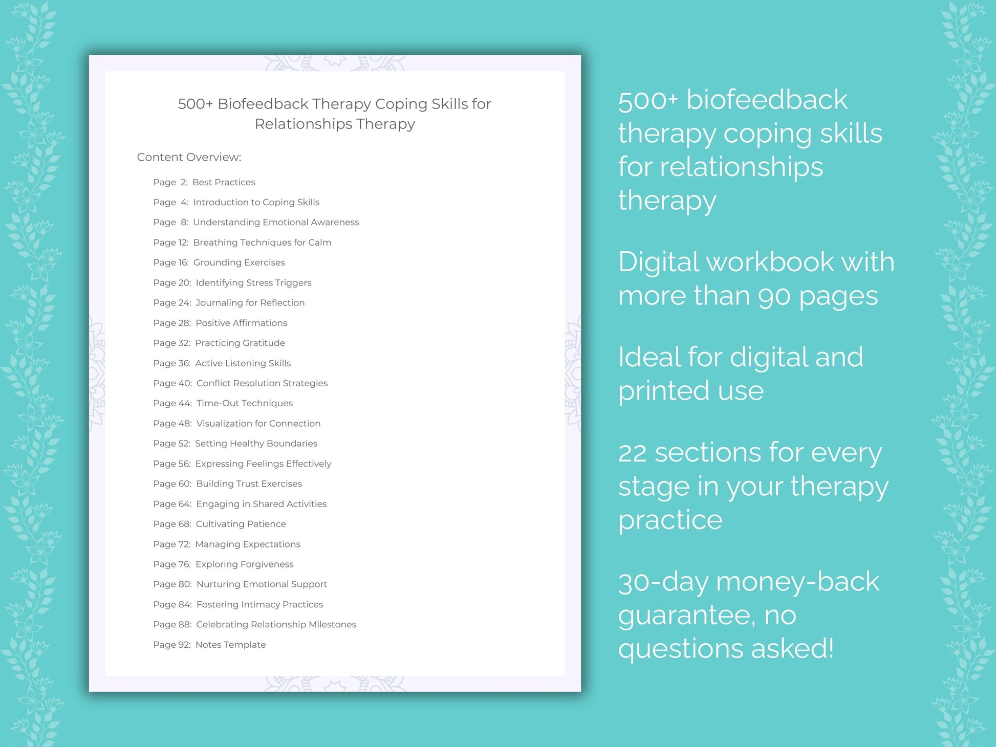 Relationships Biofeedback Therapy Therapist Worksheets