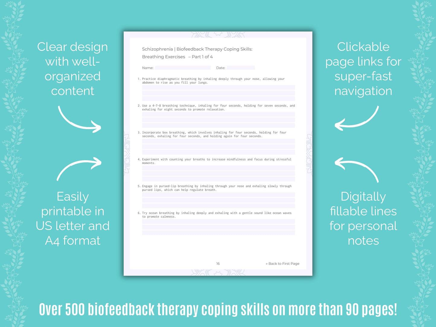 Schizophrenia Biofeedback Therapy Counseling Templates