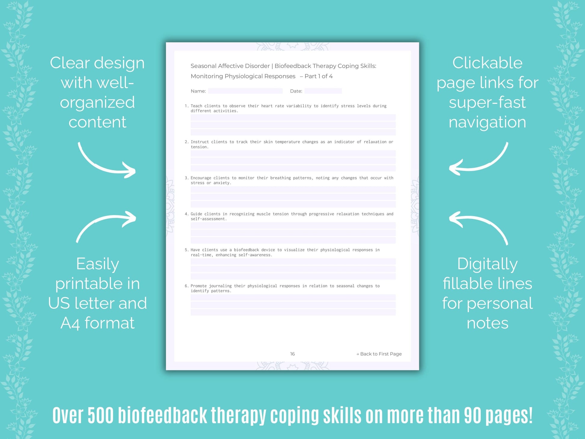 Seasonal Affective Disorder Biofeedback Therapy Counseling Templates