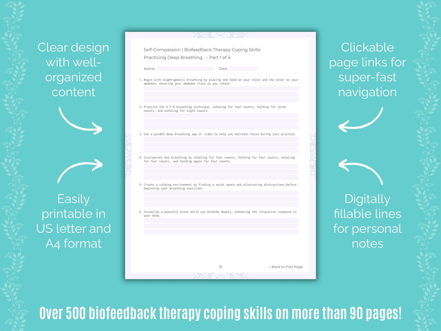 Self-Compassion Biofeedback Therapy Counseling Templates